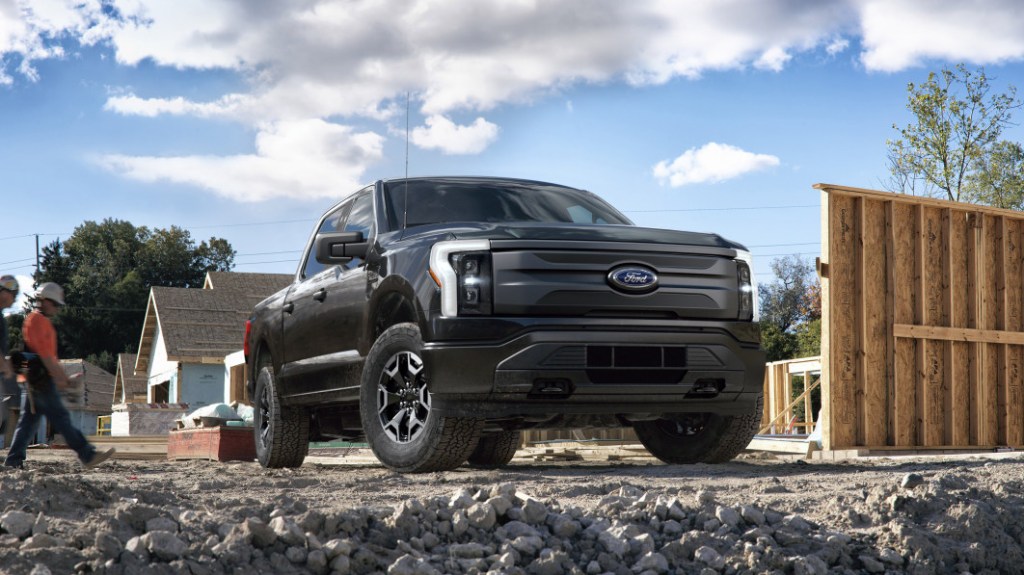 The 2023 Ford F-150 Lightning Pro at a construction site