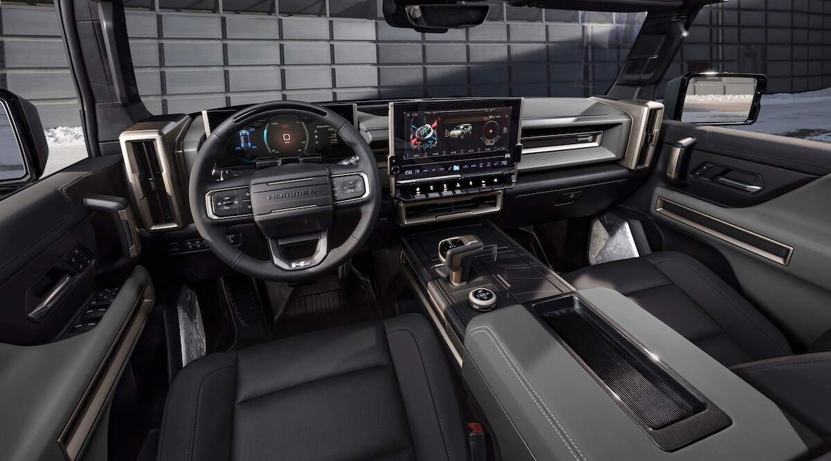 2024 GMC Hummer EV SUV dashboard and steering wheel