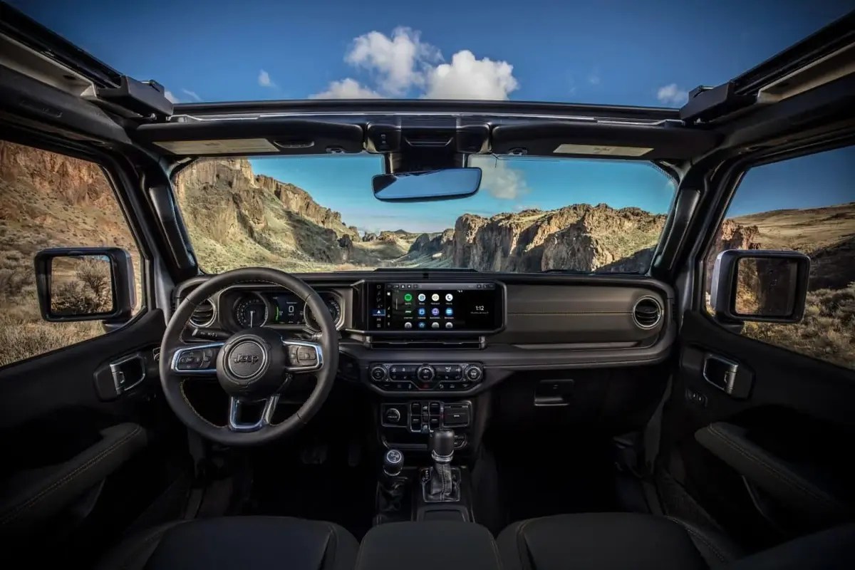 2023 Jeep Wrangler 4xe interior with no top