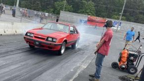 Atco Dragway in South Jersey Mustang staging