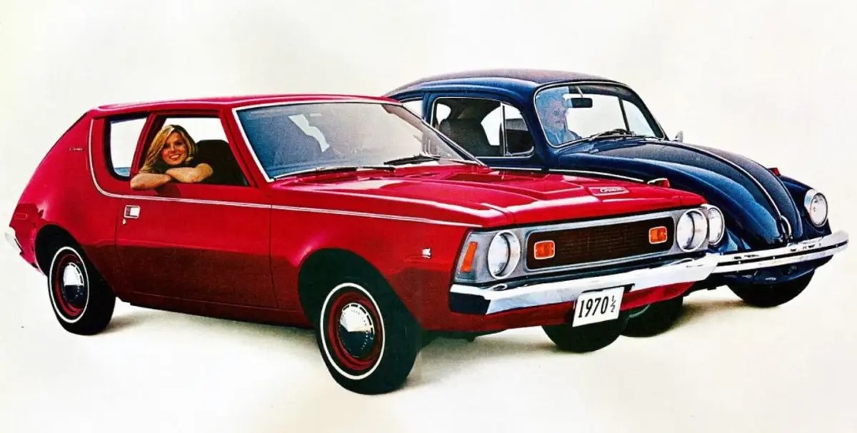 Early AMC Gremlin advertising comparing the Gremlin to the Beetle