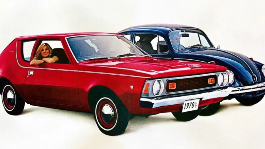 Early AMC Gremlin advertising comparing the Gremlin to the Beetle