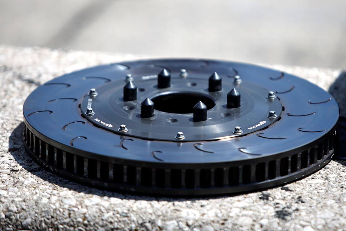 A brake rotor during the NASCAR Cup Series Kwik Trip 250 in Elkhart Lake, Wisconsin