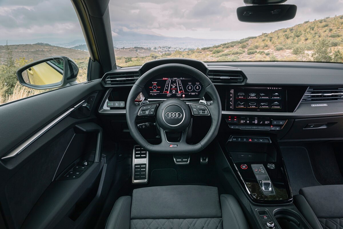 An Audi RS 3 shows off its interior.
