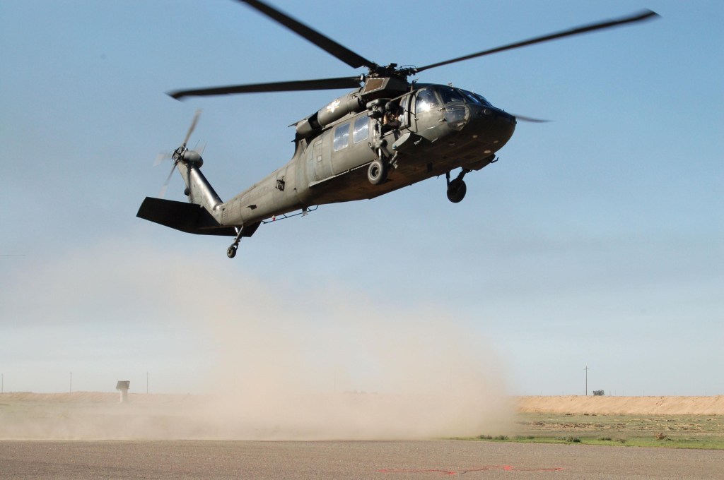 Black hawk helicopter taking off