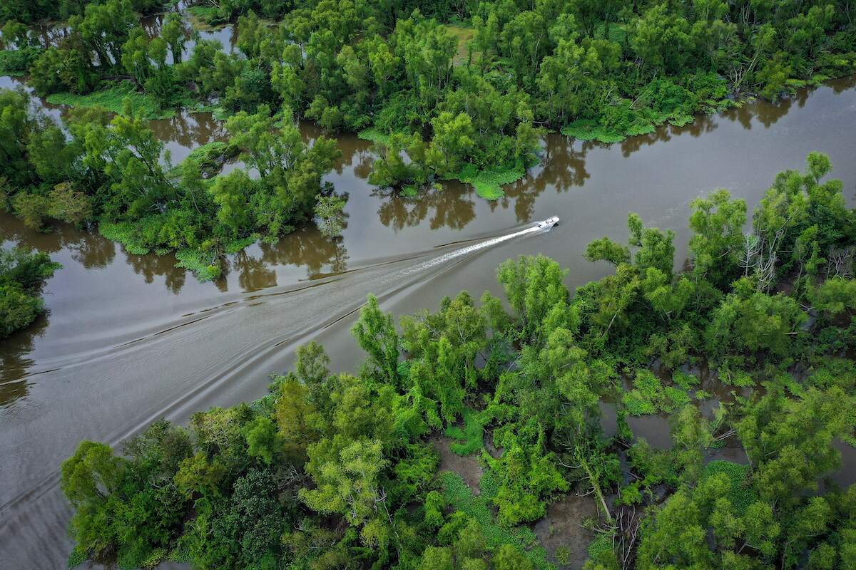 Corvette MTI boat crash in Louisiana (shown here, a stock photo of the Atchafalaya River in Louisiana)