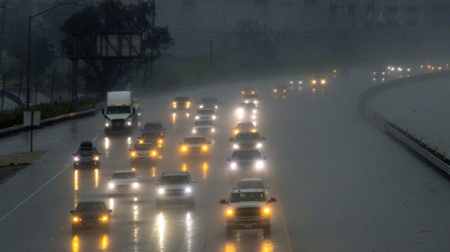 Driving in the rain, like the cars on this highway, presents several hidden dangers