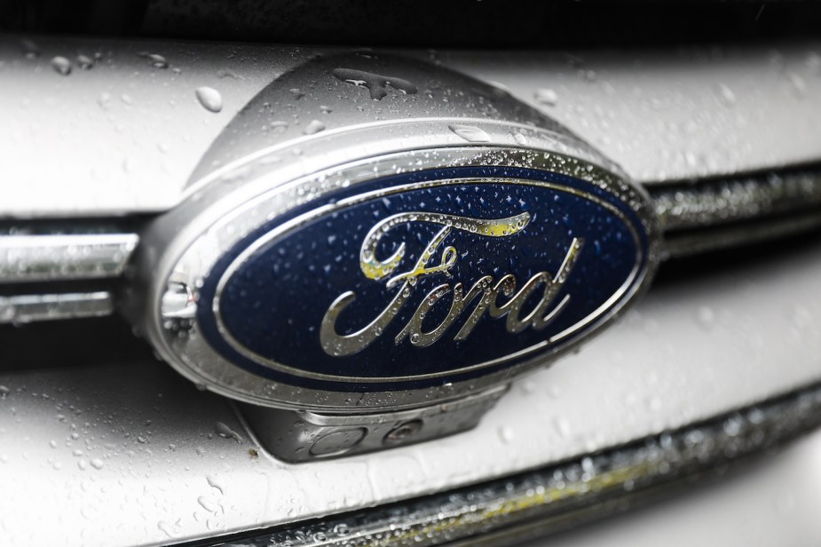 Ford E-Series logo. The wagon has the lowest Ford annual maintenance costs.