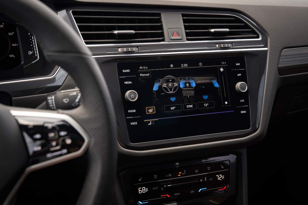 A fully loaded 2023 Volkswagen Tiguan SEL R-Line infotainment screen