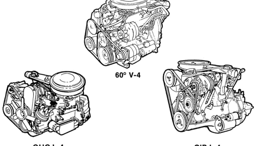 Diagram from a GM patent with a picture of a V4 engine.