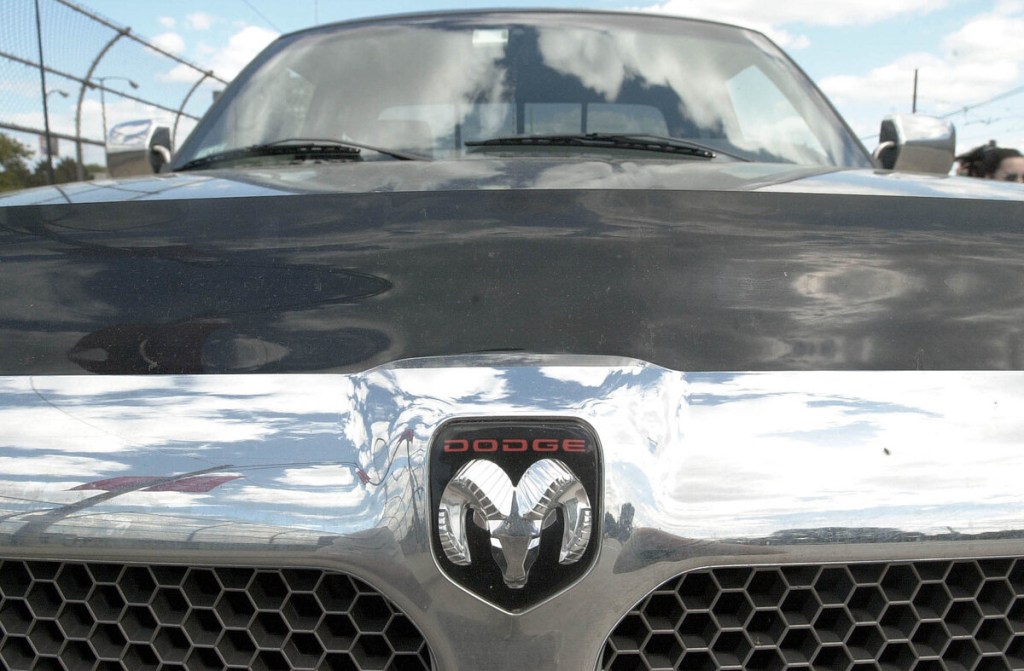 Ram logo on grille of black truck