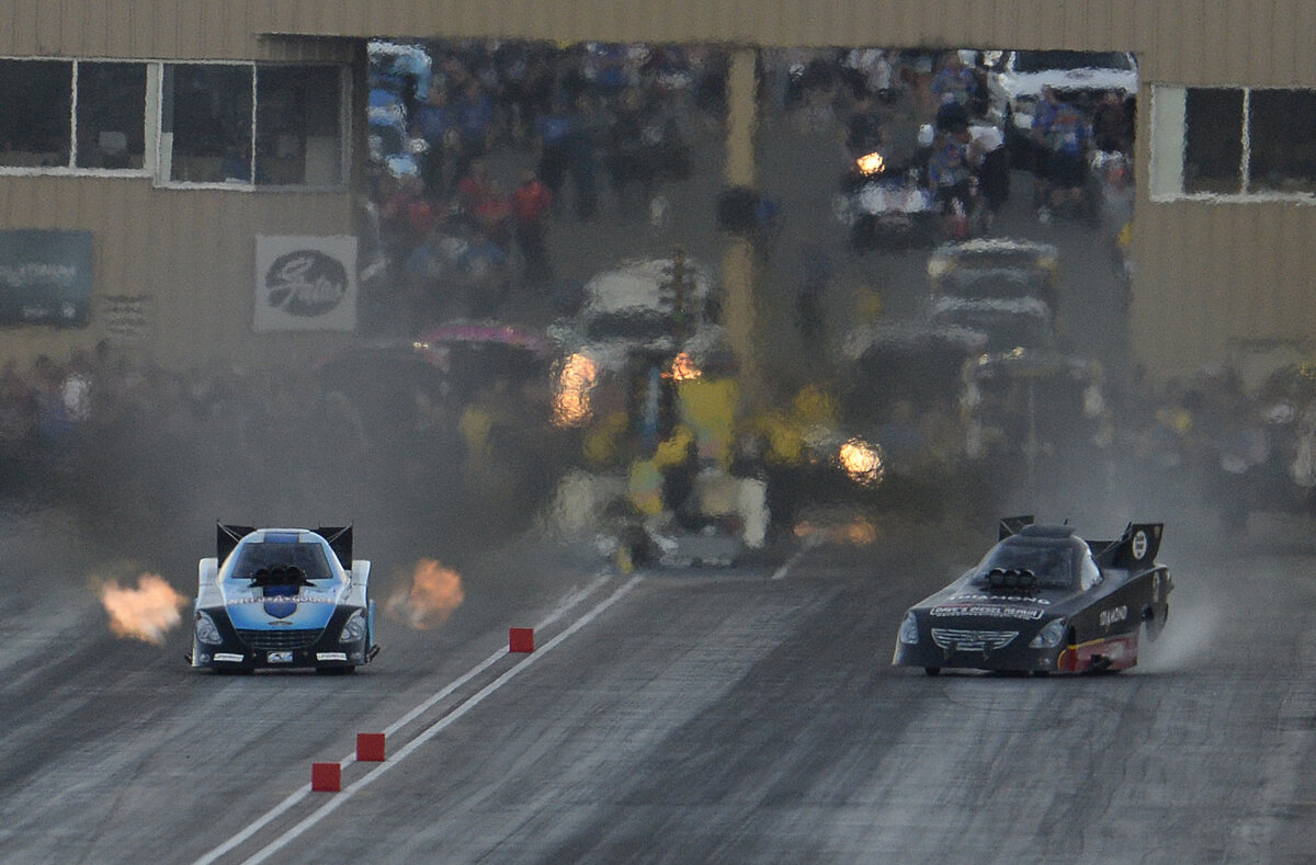 NHRA Funny Cars launch at Bandimere Raceway 
