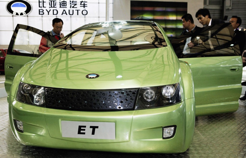 Green BYD concept at auto show
