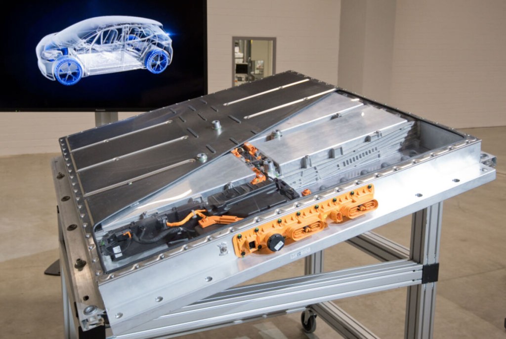 Volkswagen battery pack on display