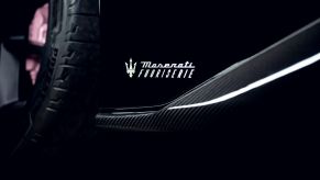 Badging on the Maserati MC20 Fuoriserie Edition model for David Beckham