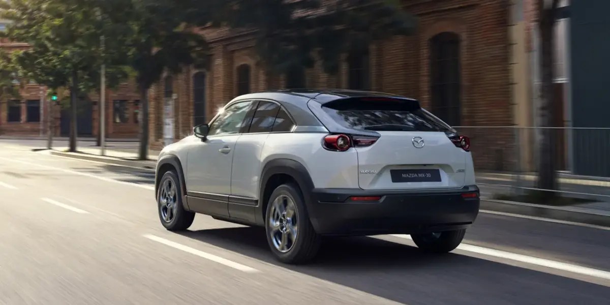 White and black 2023 Mazda MX-30 EV 
