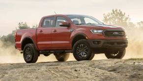 The 2021 Ford Ranger off-roading in sandy conditions