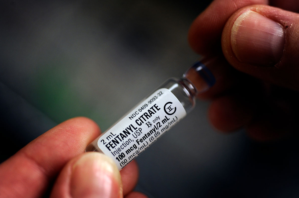 A vial of Fentanyl, a dangerous opioid, concentrated into a liquid