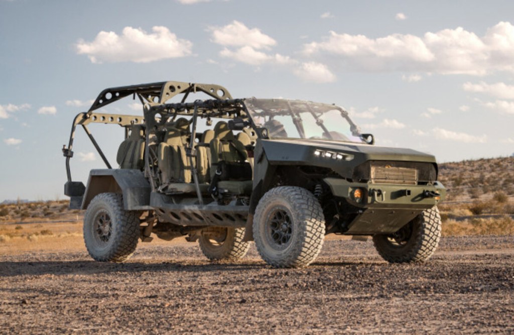 GM Defense GMC Hummer EV mil-spec concept in military environment