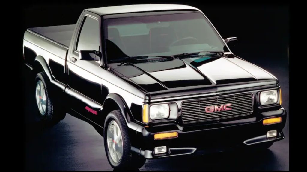Black 1992 GMC Syclone performance truck studio shot