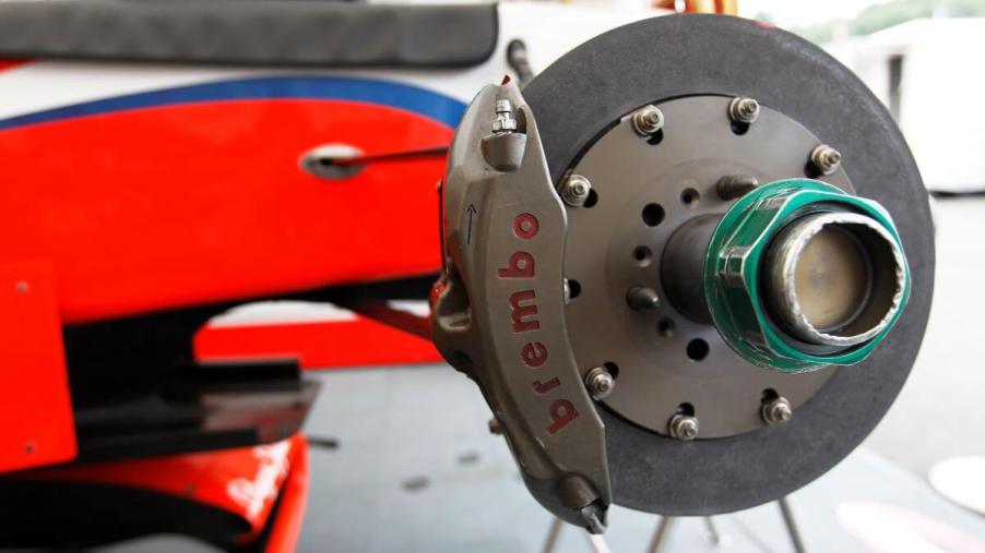 A Brembo brake disc where a thermlock piston would be placed