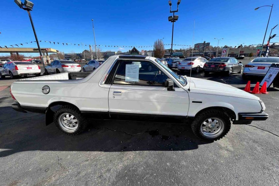 Side view of a Subaru BRAT for sale that sold on Cars & Bids 