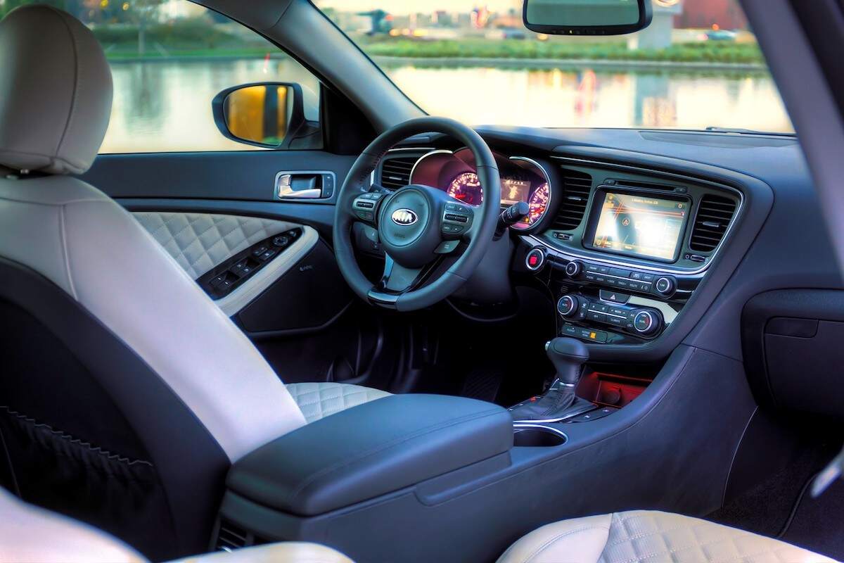 Interior of a 2014 Kia Optima, a reliable used Kia Optima model year