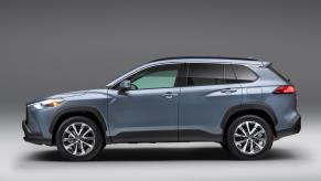 The Toyota Corolla Cross, an IIHS Top Safety Pick, shows off its side profile.