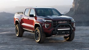 The 2023 GMC Canyon parked in sand