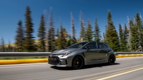 A driving shot of the 2023 Toyota GR Corolla