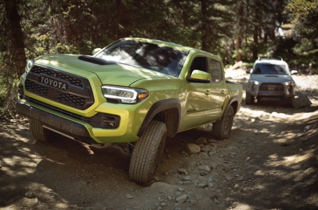 The 2023 toyota Tacoma dominating a dirt trail 
