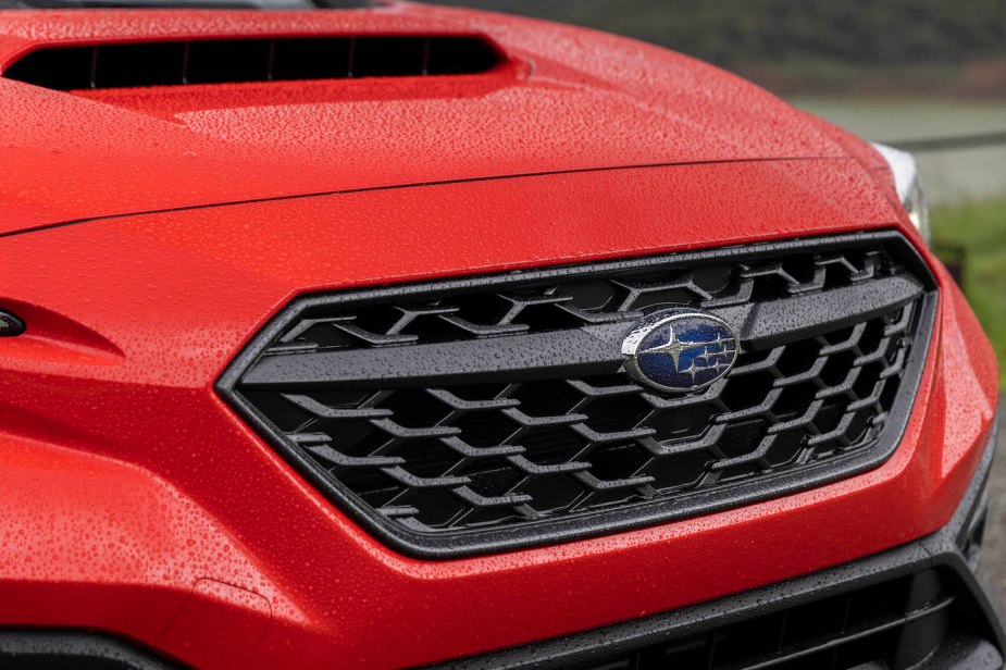 Red 2023 Subaru WRX close-up shot. The 2023 Subaru WRX trims that you'd expect aren't the most popular.