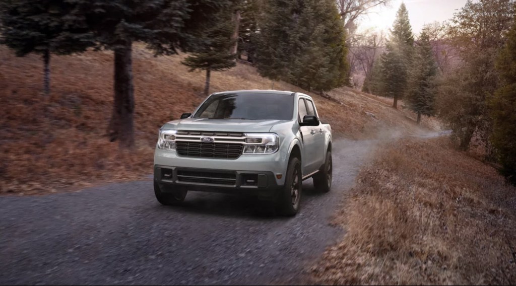 The 2024 Ford Maverick on a gravel road