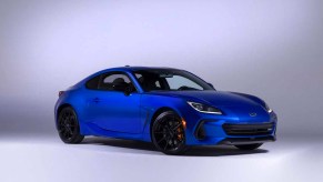 Front 3/4 shot of blue 2024 Subaru BRZ tS special edition