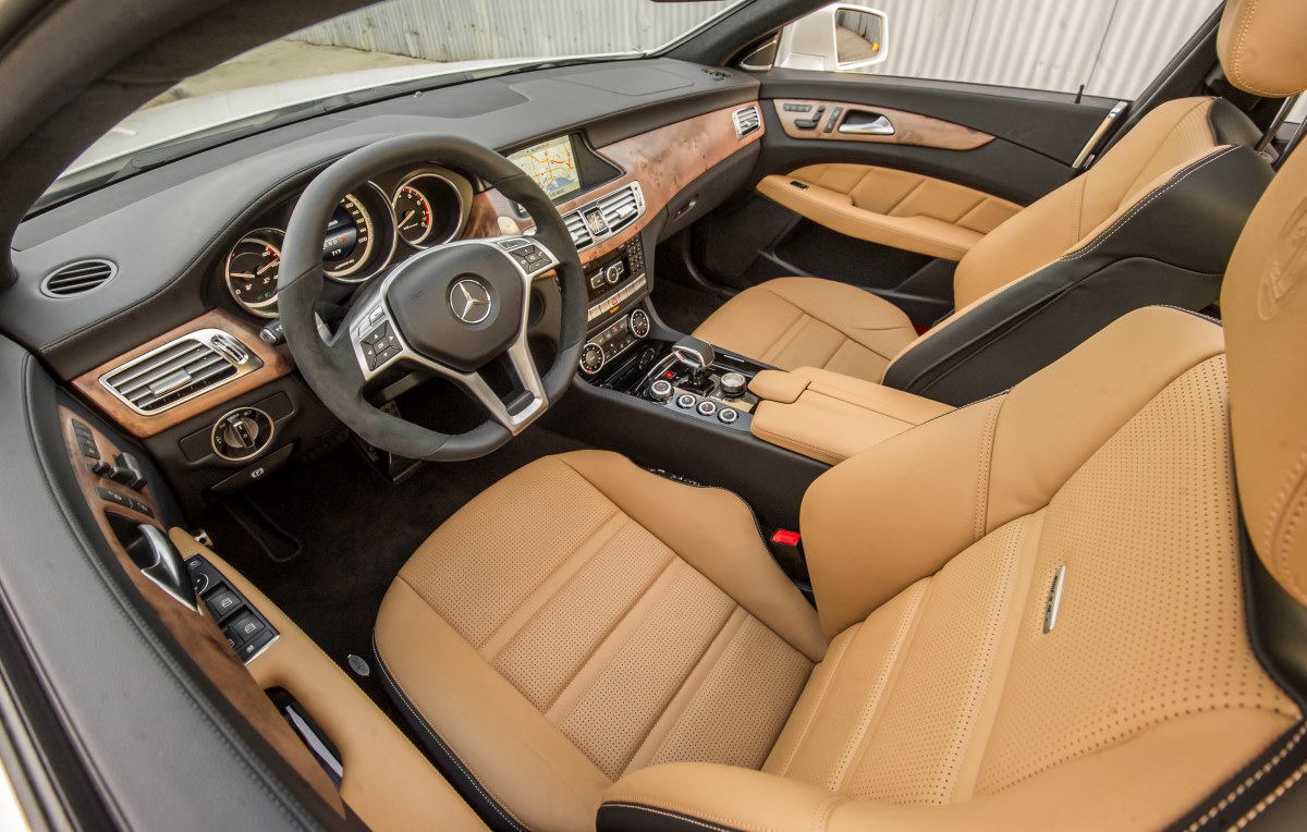 The 2014 Mercedes CLS63 AMG interior outfitted in leather