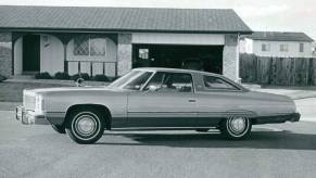 A black and white photo of a Chevy Caprice.