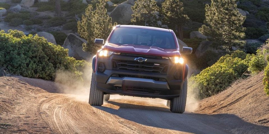 The 2023 Chevy Colorado off-roading in dirt 