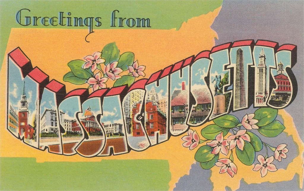 "Greetings from Massachusetts" vintage post card
