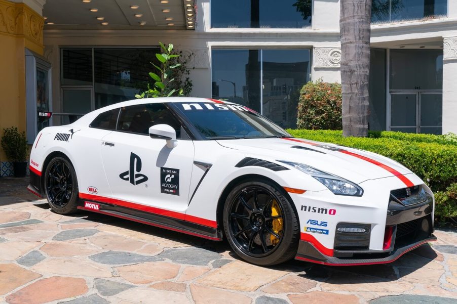A Nissan GT-R NISMO from 'Gran Turismo' shows off its racing livery.