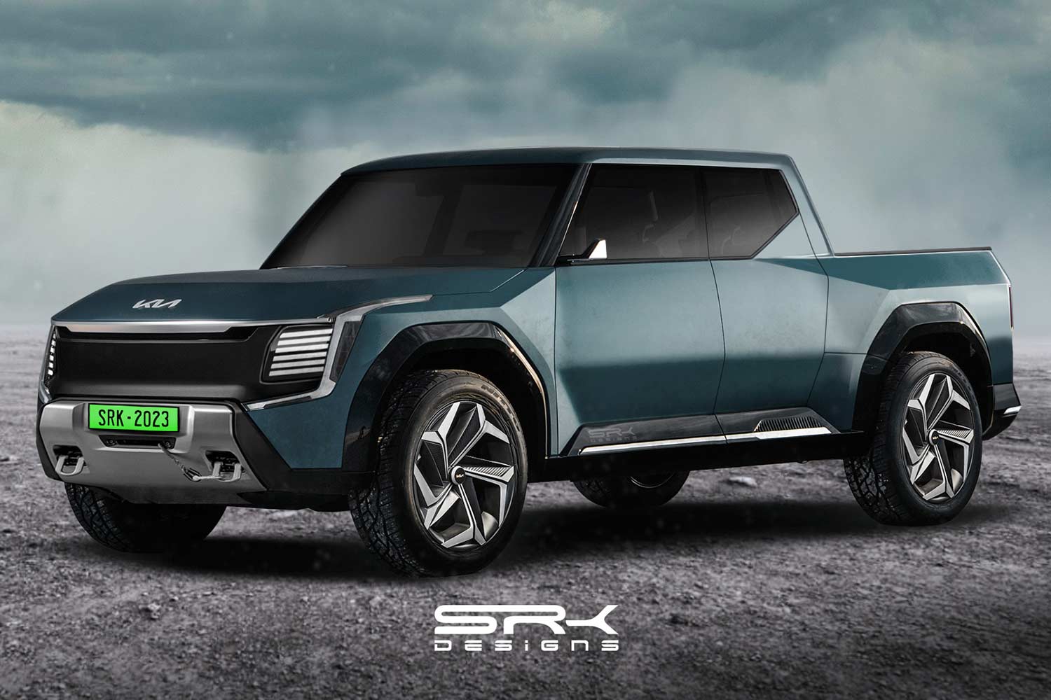 A rendering of the upcoming electric Kia pickup truck