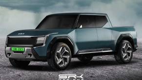 A rendering of the upcoming electric Kia pickup truck
