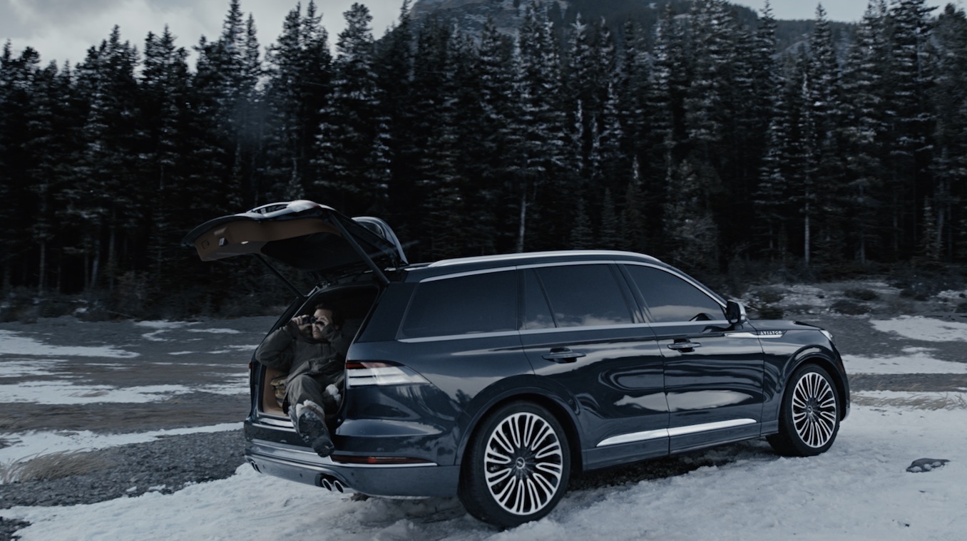 Lincoln sales are pushed forward by all but the Lincoln Aviator, pictured parked in the snow in front of a forest.