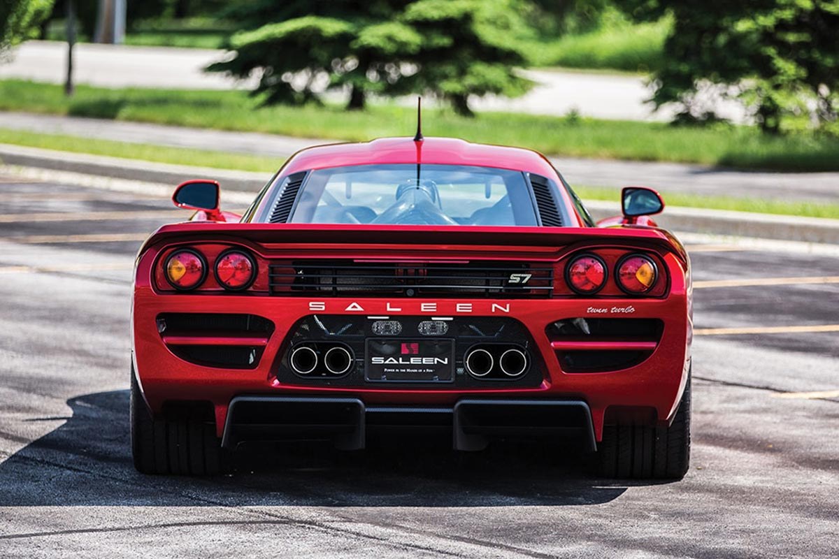 The rear of the Saleen S7, the first American supercar