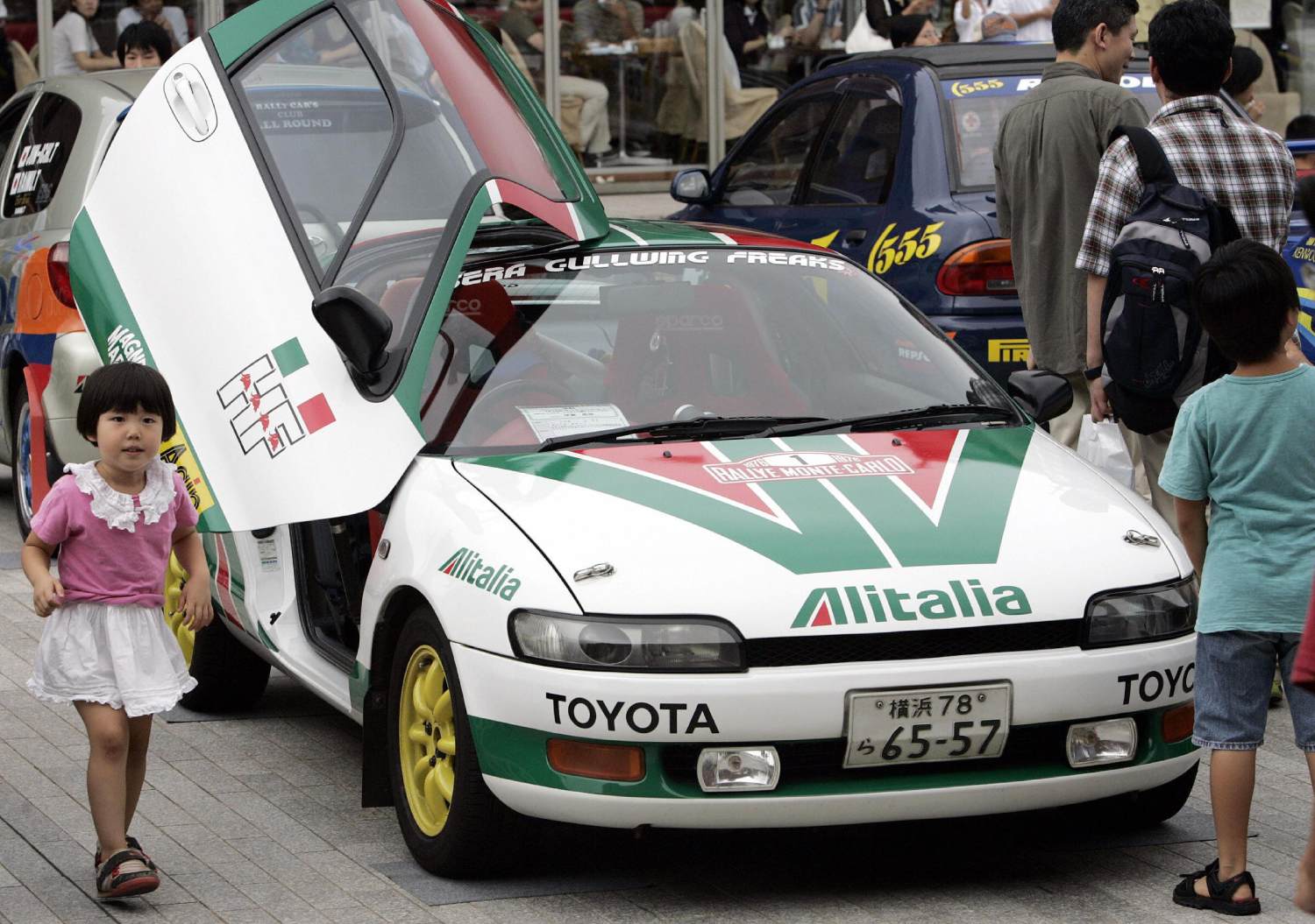 A colorful Toyota Sera on display.