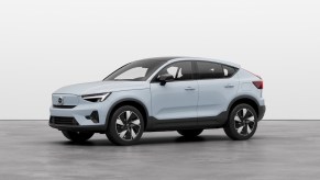 The silver 2023 Volvo C40 Recharge, which is starting to help grow Volvo sales.