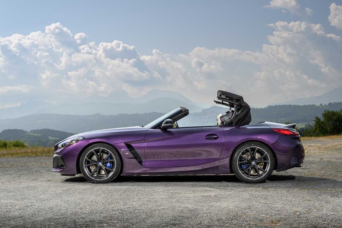 2024 BMW Z4 convertible with the top going down