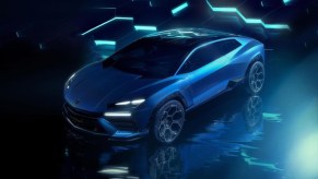2028 Lamborghini Lanzador SUV in lighted studio shot