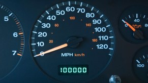 A high mileage reading on an odometer