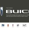 A banner commemorating the new Buick tri-shield logo design and the history of the brand's badging
