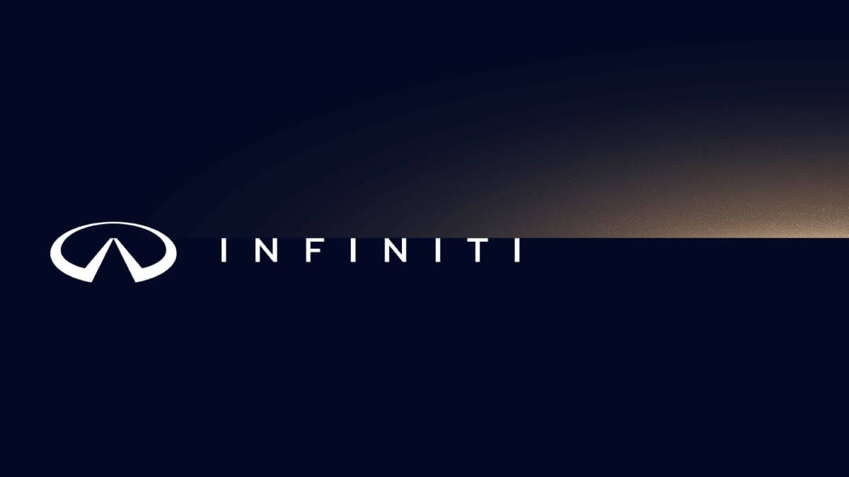 The Infiniti 'Dynamic Horizon' graphic, featuring the luxury brand's newly altered logo design